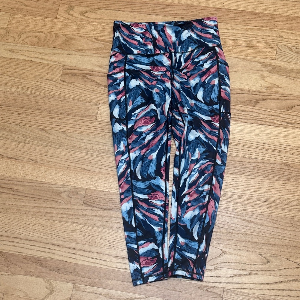 Ideology Leggings Patterned Blue and Pink Abstract